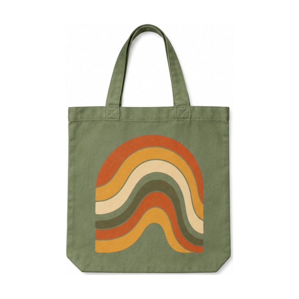 Groovy Wavy Rainbow Canvas Tote